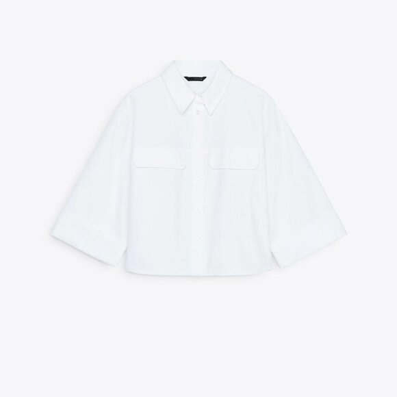Zara white short oxford shirt - Picture 3 of 5